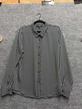 Laundry by Shelli Segal Black and White Vertical Striped Button Down Shirt XL